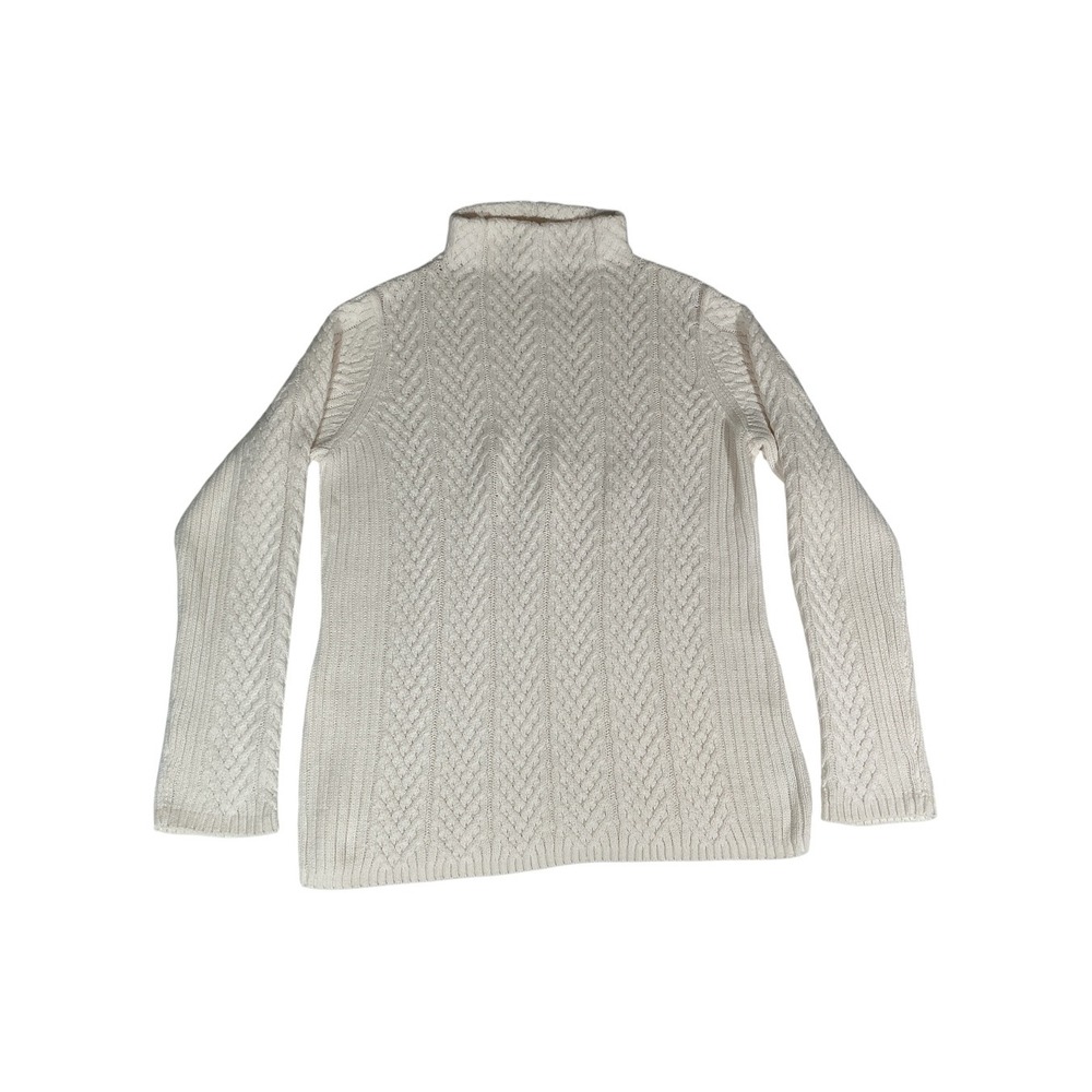 Liz Claiborne Women's Cream Cable Knit Turtleneck Sweater Long Sleeve
